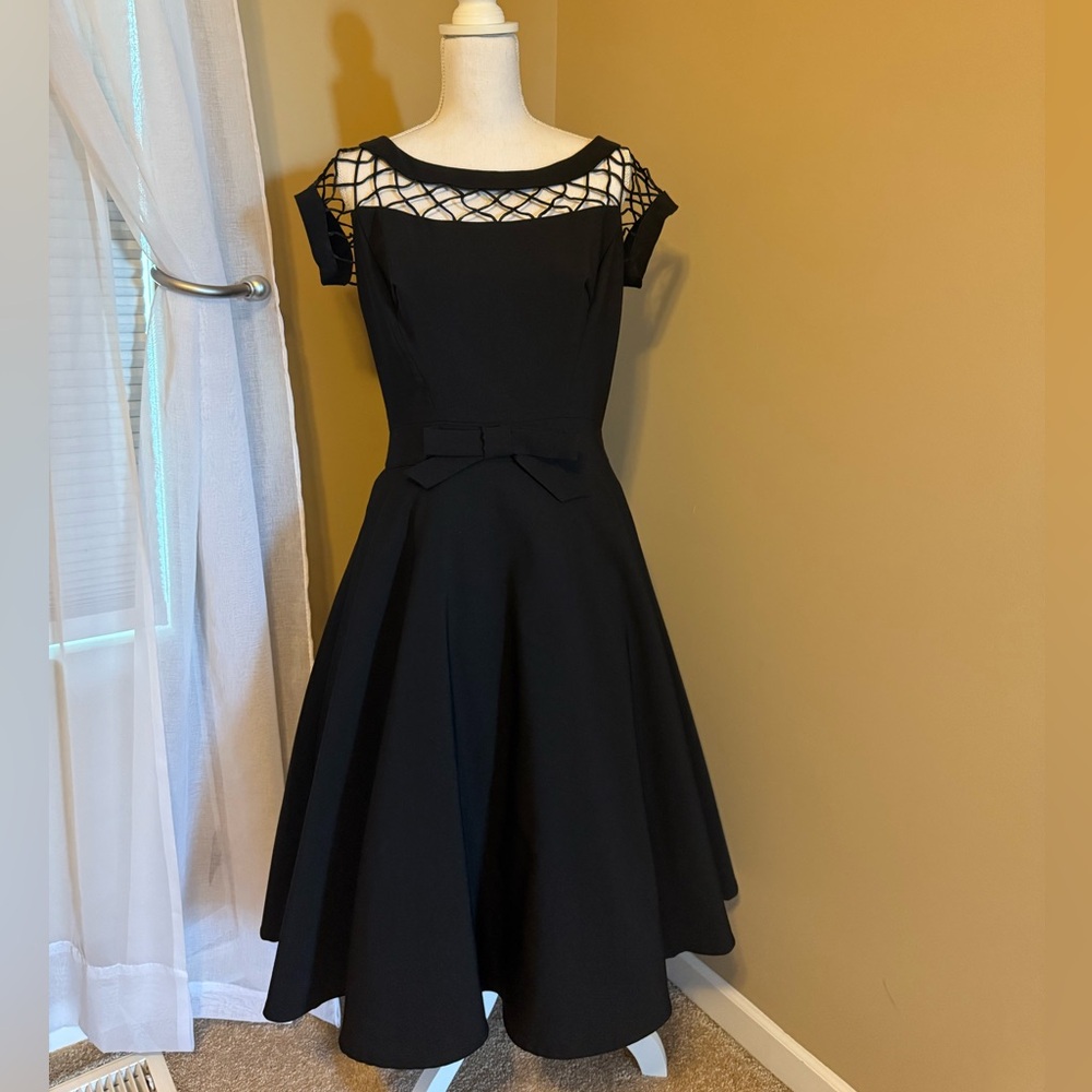 Tatyana Black Retro Midi Dress